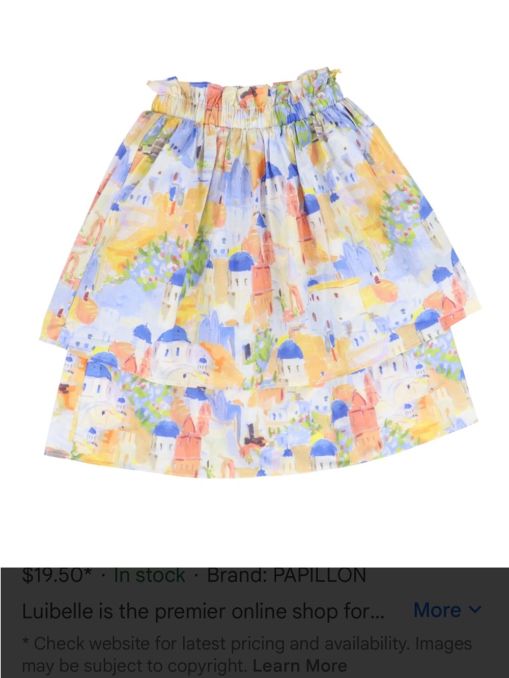 Papillon Girls Double Layered Skirt; Size 9